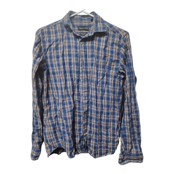 3014 - Massimo Dutti Medium Plaid Long Sleeve Button Up Men's Shirt - Picture 1 of 3